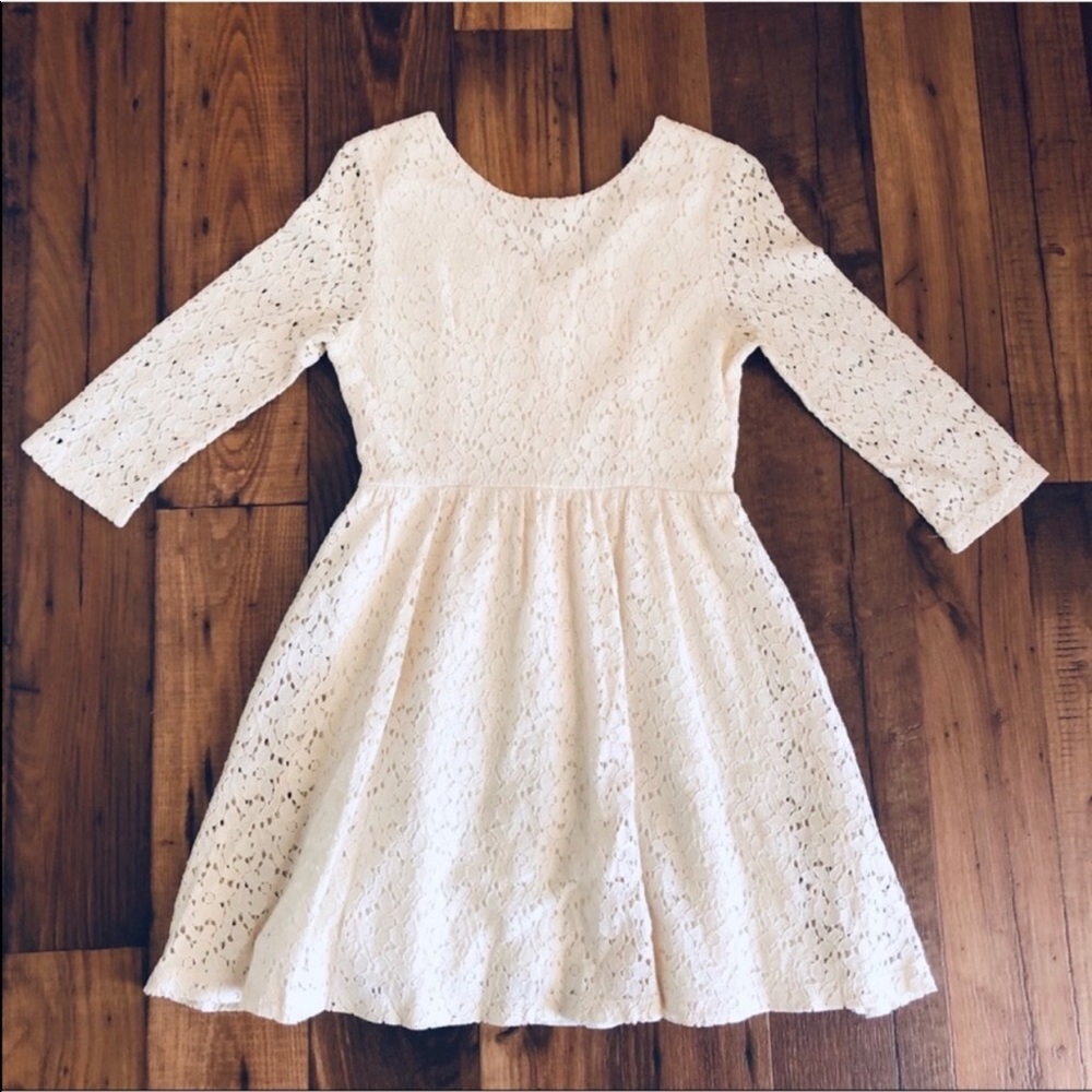 Ivory Floral Quarter Sleeve Dress